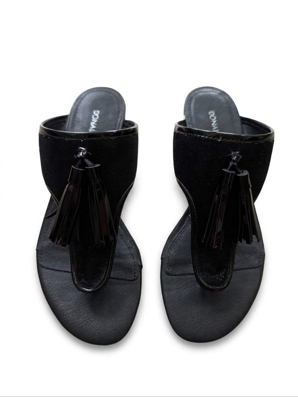 BLACK Tassel Thong Sandals - Black